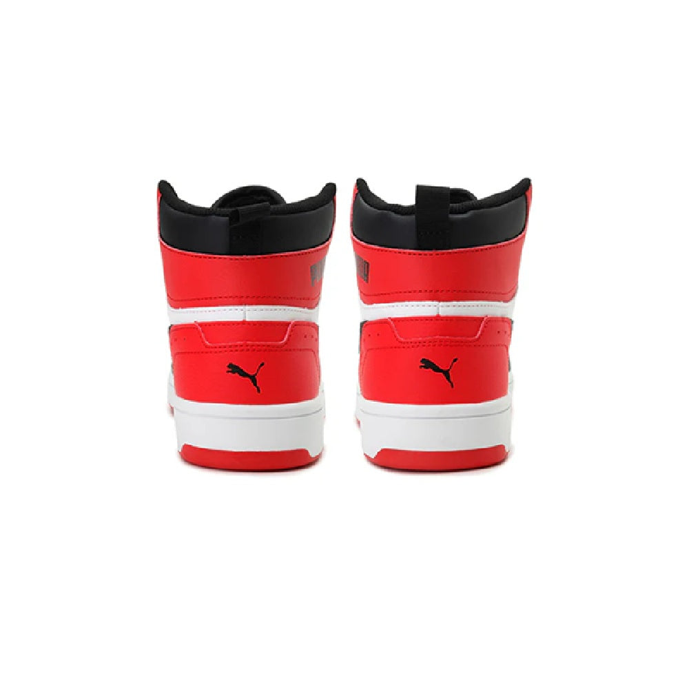 Big Kid's Puma Rebound JOY Jr White-Black-High Risk Red (374687 03)