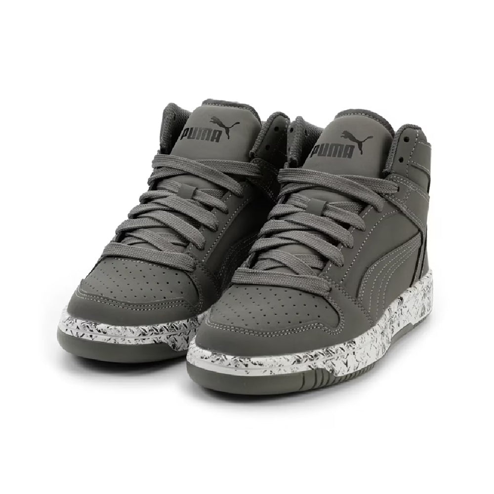Big Kid's Puma Rebound Layup Trek JR Cast Iron-Puma Black-White (407276 01)