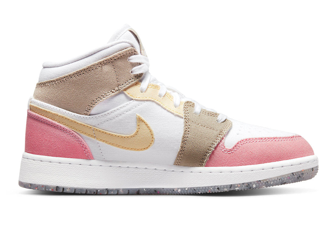 Big Kid's Jordan 1 Mid SE White/Vivid Green (DJ0338 100)