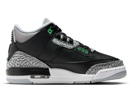 Big Kid's Jordan 3 Retro Black/Green Glow-Wolf Grey (DM0967 031)