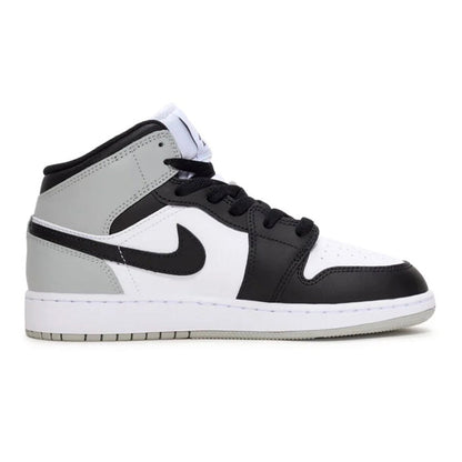Big Kid's Air Jordan 1 Mid White/Black-LT Smoke Grey (DQ8423 101)