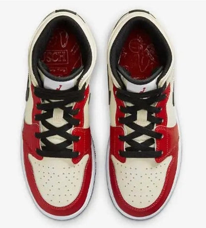 Big Kid's Air Jordan 1 Mid Muslin/Chili Red-Black-White