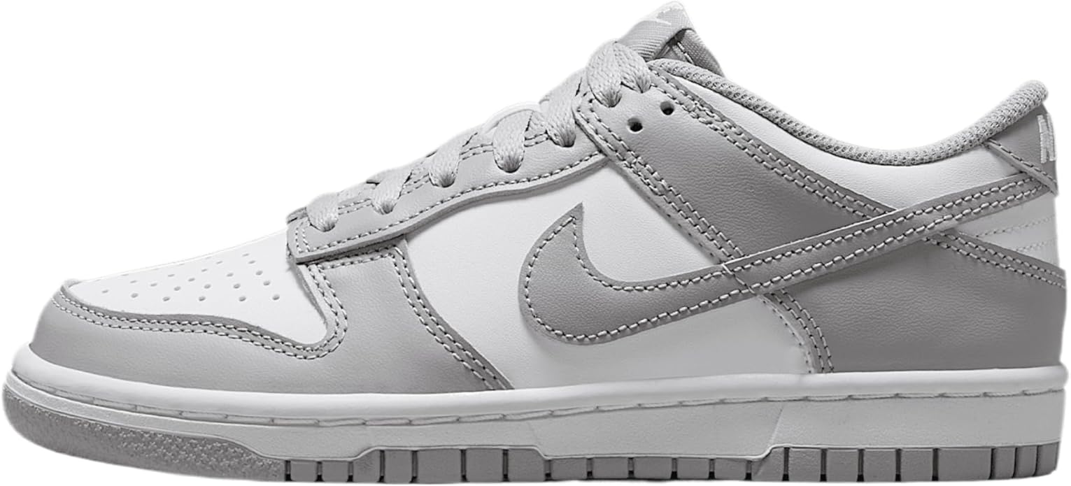 Big Kid's Nike Dunk Low White/Lt Smoke Grey-White (FB9109 123)