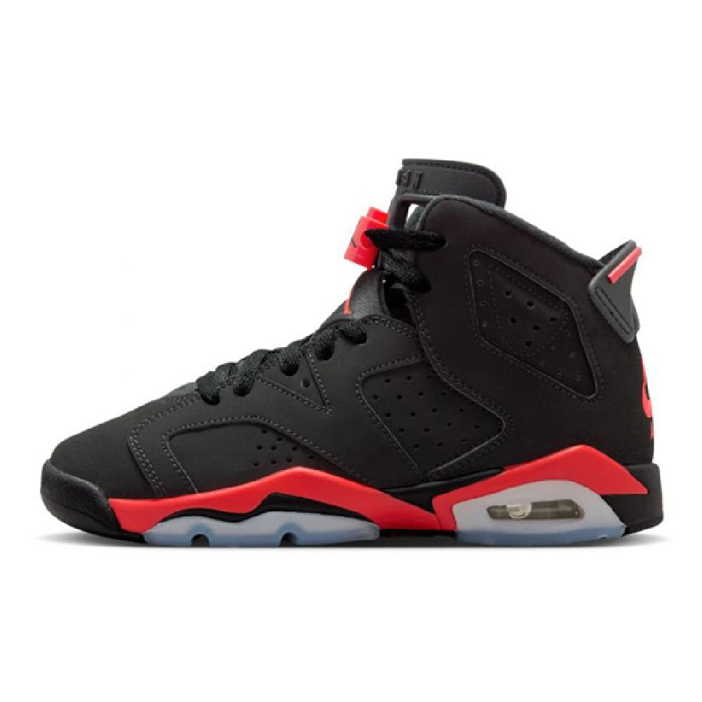 Big Kid's Jordan 6 Retro "Infrared Salesman" Black/Lt Crimson (IQ1275 001)