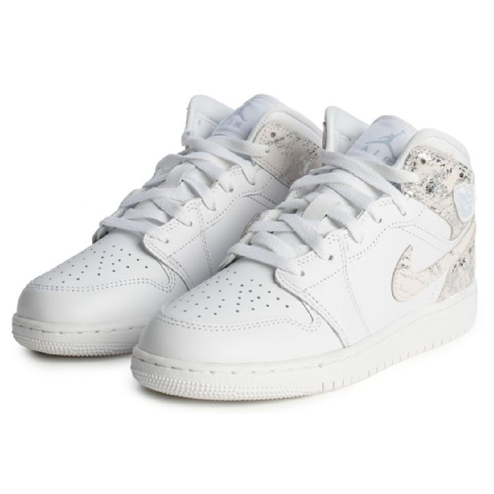 Big Kid's Jordan 1 Mid SE BG White/Field Silver-White-White (IR2320 100)